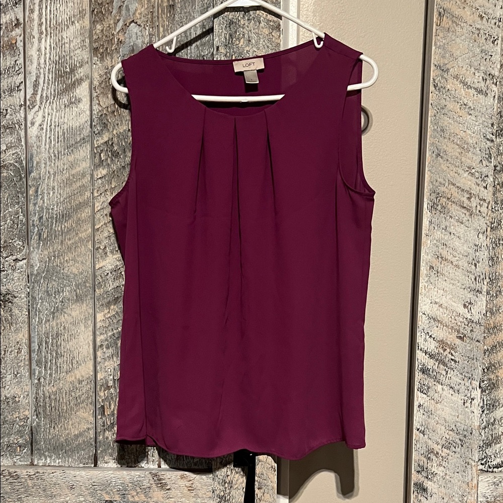 LOFT Pink Sleeveless Pleat-Front Camisole